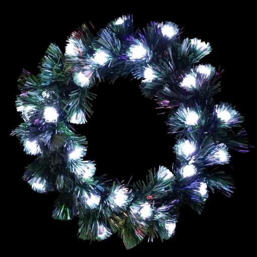 Online Pre-Lit Color Changing Fiber Optic Globe Lights Artificial Christmas Wreath, 12-Inch Pre Lit