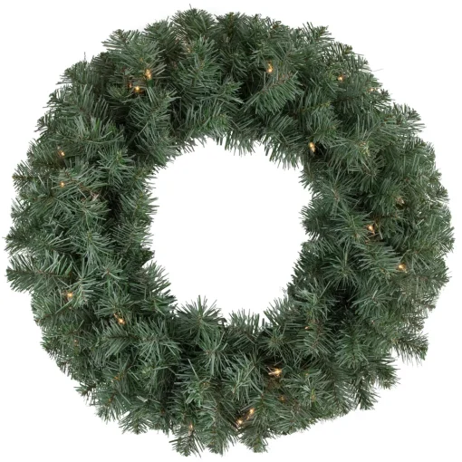Clearance Pre-lit Colorado Blue Spruce Artificial Christmas Wreath, 24-Inch, Clear Lights Pre Lit