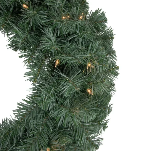 Clearance Pre-lit Colorado Blue Spruce Artificial Christmas Wreath, 24-Inch, Clear Lights Pre Lit