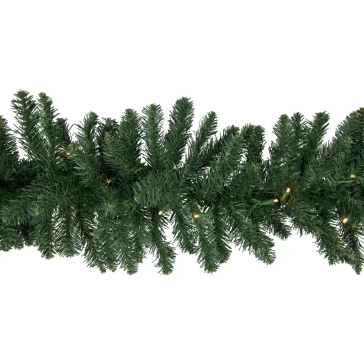 Outlet Pre-Lit Commercial Buffalo Fir Christmas Garland - 50' x 12" - Warm White LED Lights Commercial
