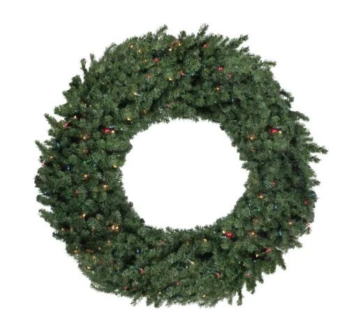 New Pre-Lit Commercial Canadian Pine Artificial Christmas Wreath - 5' - Multi Lights Commercial