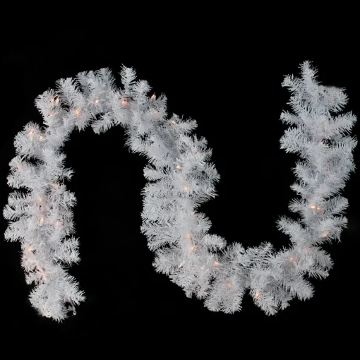 New Pre-Lit Crystal Spruce Artificial Christmas Garland - 9' x 12" - Clear AlwaysLit Lights Colorful