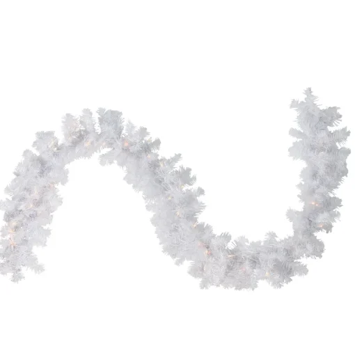 New Pre-Lit Crystal Spruce Artificial Christmas Garland - 9' x 12" - Clear AlwaysLit Lights Colorful