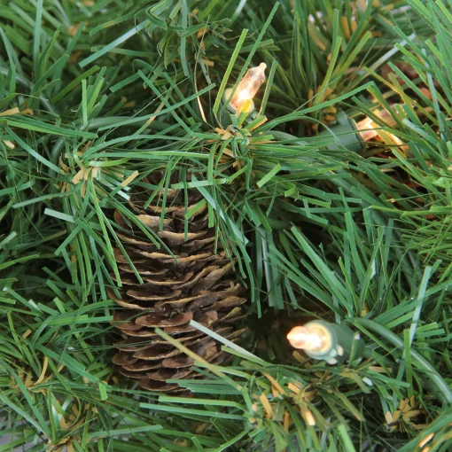 Clearance Pre-Lit Dakota Pine and Pinecone Artificial Christmas Wreath - 24" - Clear Lights Pre Lit