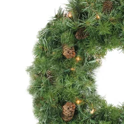 Clearance Pre-Lit Dakota Pine and Pinecone Artificial Christmas Wreath - 24