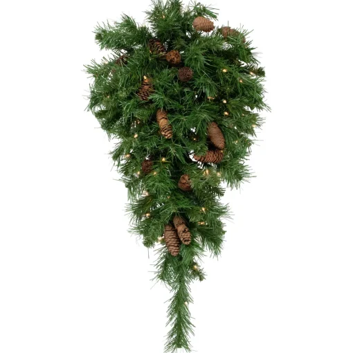 New Pre-Lit Dakota Red Pine Artificial Christmas Teardrop Swag - 30" - Clear AlwaysLit Lights Pre-Lit Swaga