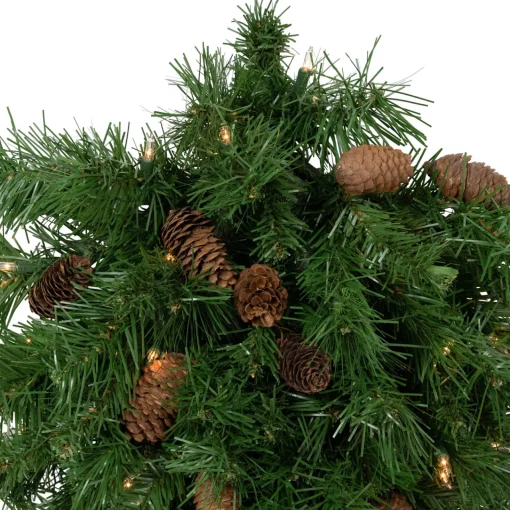 New Pre-Lit Dakota Red Pine Artificial Christmas Teardrop Swag - 30" - Clear AlwaysLit Lights Pre-Lit Swaga