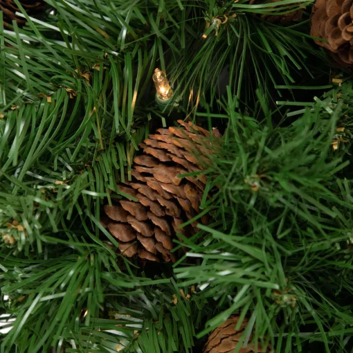 New Pre-Lit Dakota Red Pine Artificial Christmas Teardrop Swag - 30" - Clear AlwaysLit Lights Pre-Lit Swaga