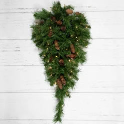 New Pre-Lit Dakota Red Pine Artificial Christmas Teardrop Swag - 30
