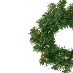 Discount Pre-Lit Deluxe Dorchester Pine Artificial Christmas Wreath, 10-Inch, Clear Lights Pre Lit
