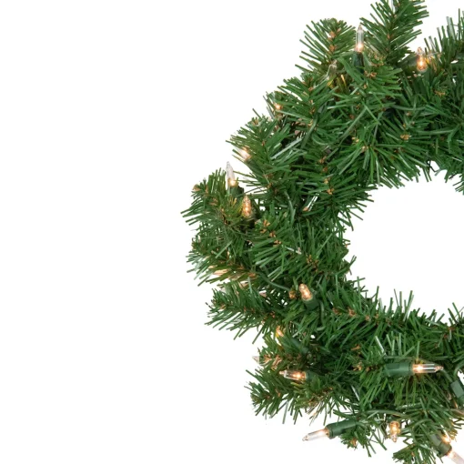 Discount Pre-Lit Deluxe Dorchester Pine Artificial Christmas Wreath, 10-Inch, Clear Lights Pre Lit