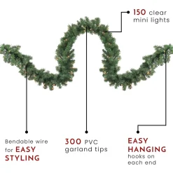 Sale Pre-Lit Deluxe Windsor Green Pine Christmas Garland - 9' x 18