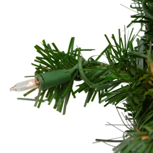 Discount Pre-Lit Deluxe Windsor Pine Artificial Christmas Wreath - 10" - Clear Lights Pre Lit
