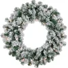 Online Pre-Lit Flocked Snow White Artificial Christmas Wreath, 24-Inch, Clear Lights Frosted