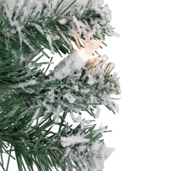 Online Pre-Lit Flocked Snow White Artificial Christmas Wreath, 24-Inch, Clear Lights Frosted