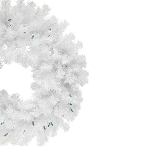 Hot Pre-Lit Geneva White Spruce Artificial Christmas Wreath, 24-Inch, Green Lights Colorful