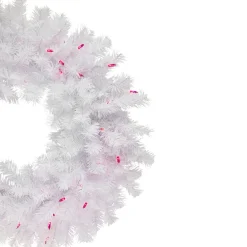 Online Pre-Lit Geneva White Spruce Artificial Christmas Wreath, 24-Inch, Pink Lights Colorful