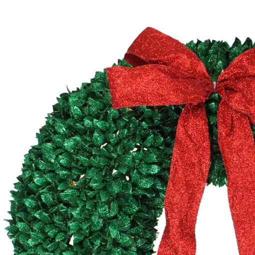 Discount Pre-Lit Glittered Leaves Artificial Christmas Wreath - 28-Inch, Clear Lights Colorful