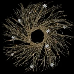Clearance Pre-lit Glittered Twig and Snowflake Christmas Wreath - 28