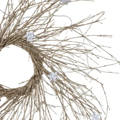 Clearance Pre-lit Glittered Twig and Snowflake Christmas Wreath - 28
