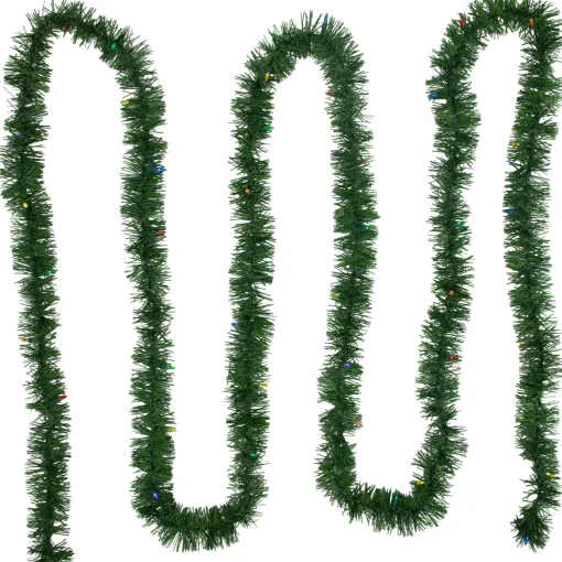 Pre-Lit LED Battery Operated Pine Artificial Christmas Garland - 18' - Multicolor Lights Pre Lit