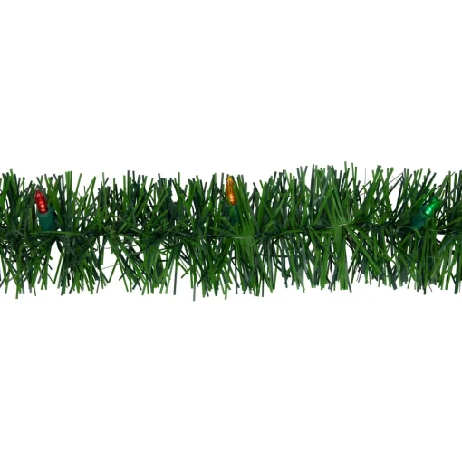 Pre-Lit LED Battery Operated Pine Artificial Christmas Garland - 18' - Multicolor Lights Pre Lit