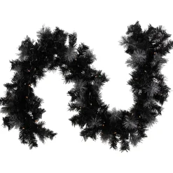 Clearance Pre-Lit LED B/O Iced Christmas Garland - 6' x 9" - Black - Warm White Lights Pre Lit