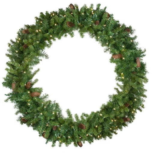 Best Pre-Lit LED Dakota Red Pine Artificial Christmas Wreath - 48-Inch, Warm White Lights Pre Lit