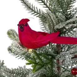 Sale Pre-Lit LED Frosted Mixed Pine with Cardinals Potted Christmas Tree - 2' - Warm White Lights Potted