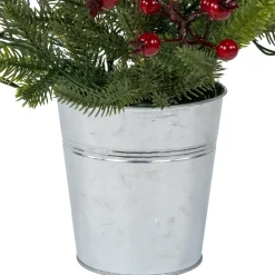 Pre-Lit LED Mixed Pine Potted Christmas Tree with Berries and Cardinals - 2' - Warm White Lights Potted