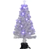 Hot Pre-Lit Medium Iridescent Fiber Optic Artificial Christmas Tree - 4' - White - Blue LED Lights Fiber Optic