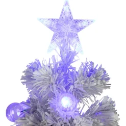 Hot Pre-Lit Medium Iridescent Fiber Optic Artificial Christmas Tree - 4' - White - Blue LED Lights Fiber Optic