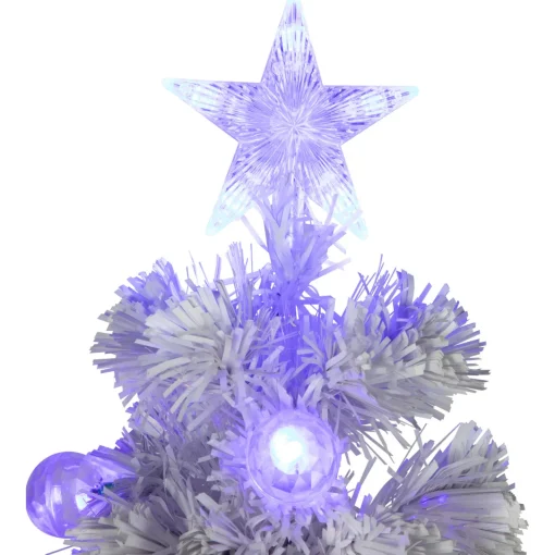 Hot Pre-Lit Medium Iridescent Fiber Optic Artificial Christmas Tree - 4' - White - Blue LED Lights Fiber Optic