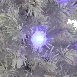 Hot Pre-Lit Medium Iridescent Fiber Optic Artificial Christmas Tree - 4' - White - Blue LED Lights Fiber Optic