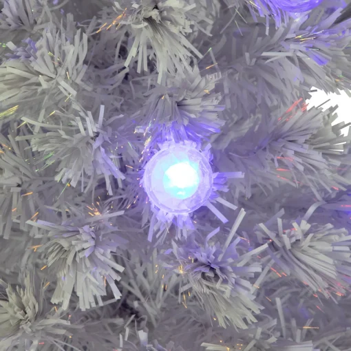 Hot Pre-Lit Medium Iridescent Fiber Optic Artificial Christmas Tree - 4' - White - Blue LED Lights Fiber Optic
