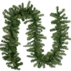 Discount Pre-Lit Noble Fir Artificial Christmas Garland - 9' x 10" - Clear Lights Pre Lit