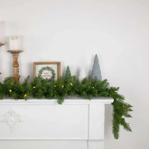 Hot Pre-Lit Northern Pine Artificial Christmas Garland - 9' x 10" - Warm White LED Lights Pre Lit