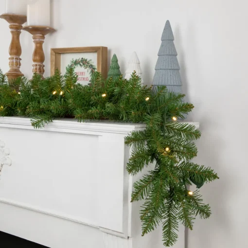 Hot Pre-Lit Northern Pine Artificial Christmas Garland - 9' x 10" - Warm White LED Lights Pre Lit