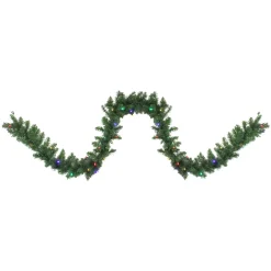 Hot Pre-Lit Northern Pine Artificial Christmas Garland - 9' x 10" - Multicolor LED Lights Pre Lit