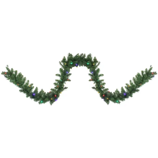 Hot Pre-Lit Northern Pine Artificial Christmas Garland - 9' x 10" - Multicolor LED Lights Pre Lit