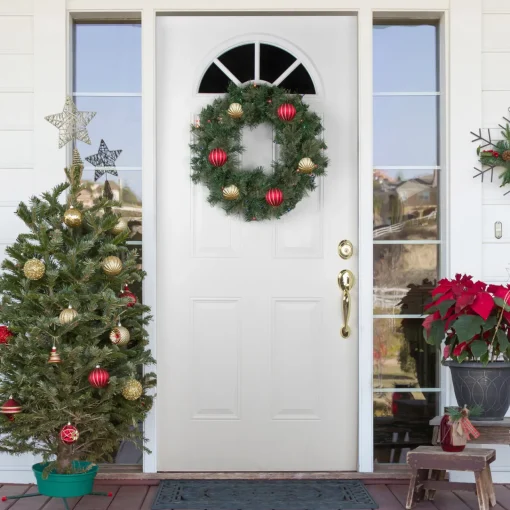 Discount Pre-Lit Oregon Cashmere Pine Artificial Christmas Wreath, 24-Inch, Multi Lights Pre Lit