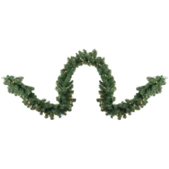 Clearance Pre-Lit Pine Artificial Christmas Garland - 9' x 10" - Clear Always Lit Lights Pre Lit