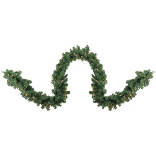Clearance Pre-Lit Pine Artificial Christmas Garland - 9' x 10" - Clear Always Lit Lights Pre Lit