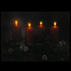 Pre-Lit Red and Black LED Flickering Candle Christmas Wall Art 12" x 15.75" Door