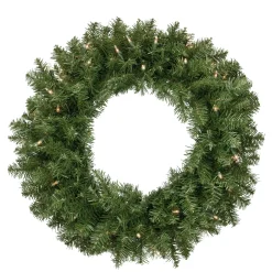 Hot Pre-Lit Rockwood Pine Artificial Christmas Wreath - 24-Inch, Clear Lights Pre Lit