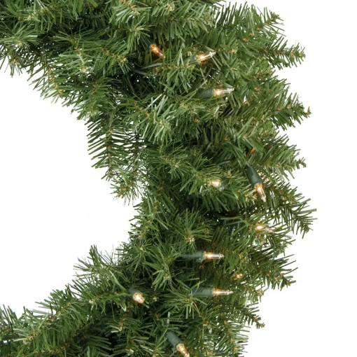 Hot Pre-Lit Rockwood Pine Artificial Christmas Wreath - 24-Inch, Clear Lights Pre Lit