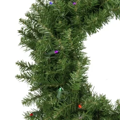 Clearance Pre-Lit Rockwood Pine Artificial Christmas Wreath, 24-Inch, Multi LED Lights Pre Lit