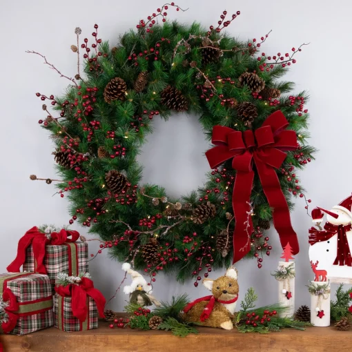 Sale Pre-Lit Royal Oregon Pine Artificial Christmas Wreath - 48" - Clear Lights Pre Lit