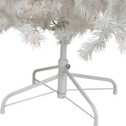 Pre-Lit Slim Flocked White Pine Artificial Christmas Tree - 7.5' - Warm White LED Lights Pre-Lit
