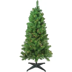 Online Pre-Lit Slim Noble Fir Artificial Christmas Tree - 4' - Clear Lights Pre-Lit